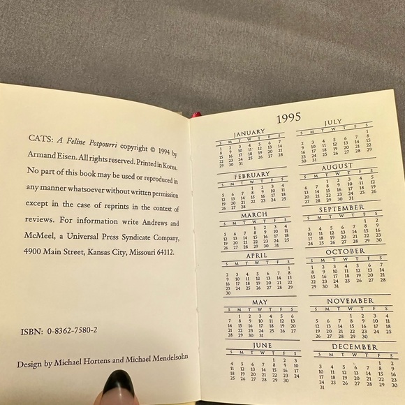📚Vintage 1995 Cat Calendar Agenda Hardcover Illustrated Book - Picture 10 of 12